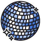sticker-style icon of a sparkling disco ball