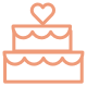 icon of a two-tiered cake with scalloped icing and a heart on top