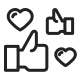 icon of two hearts and two thumbs-ups, indicating a 'Like' on social media