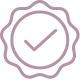 icon showing a stamp of approval (a checkmark in a circle with a decorative border)