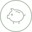 green icon of a piggy bank in a circle