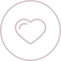 purple icon of a heart in a circle