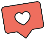 icon of a speech bubble indicating a digital message, with a heart inside