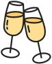 sticker style icon of two champagne flutes clinking together