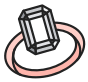 sticker style icon of an engagement ring with a large stone and thin band
