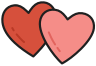sticker style icon of two joined hearts