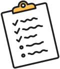 sticker-style icon of a clipboard with a partially-completed to-do list